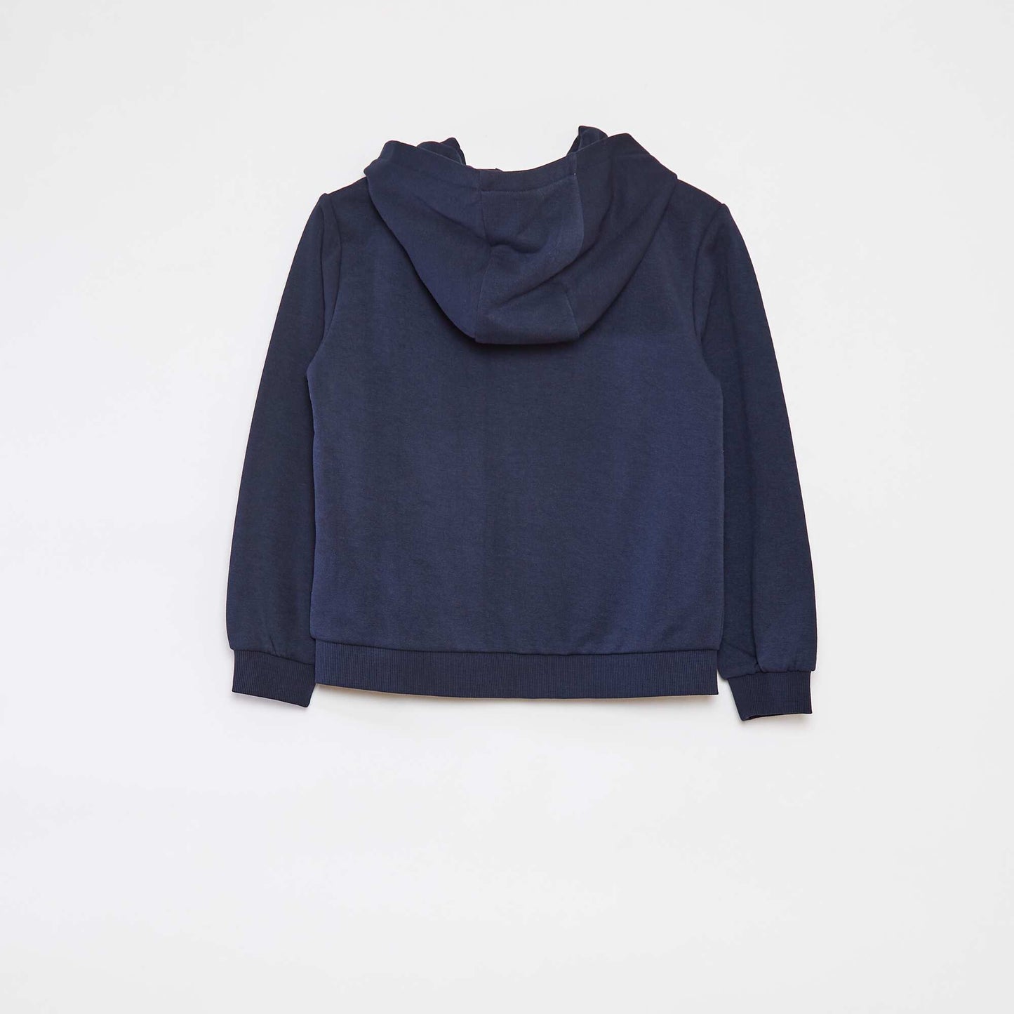 Plain zipped hooded sweatshirt BLUE
