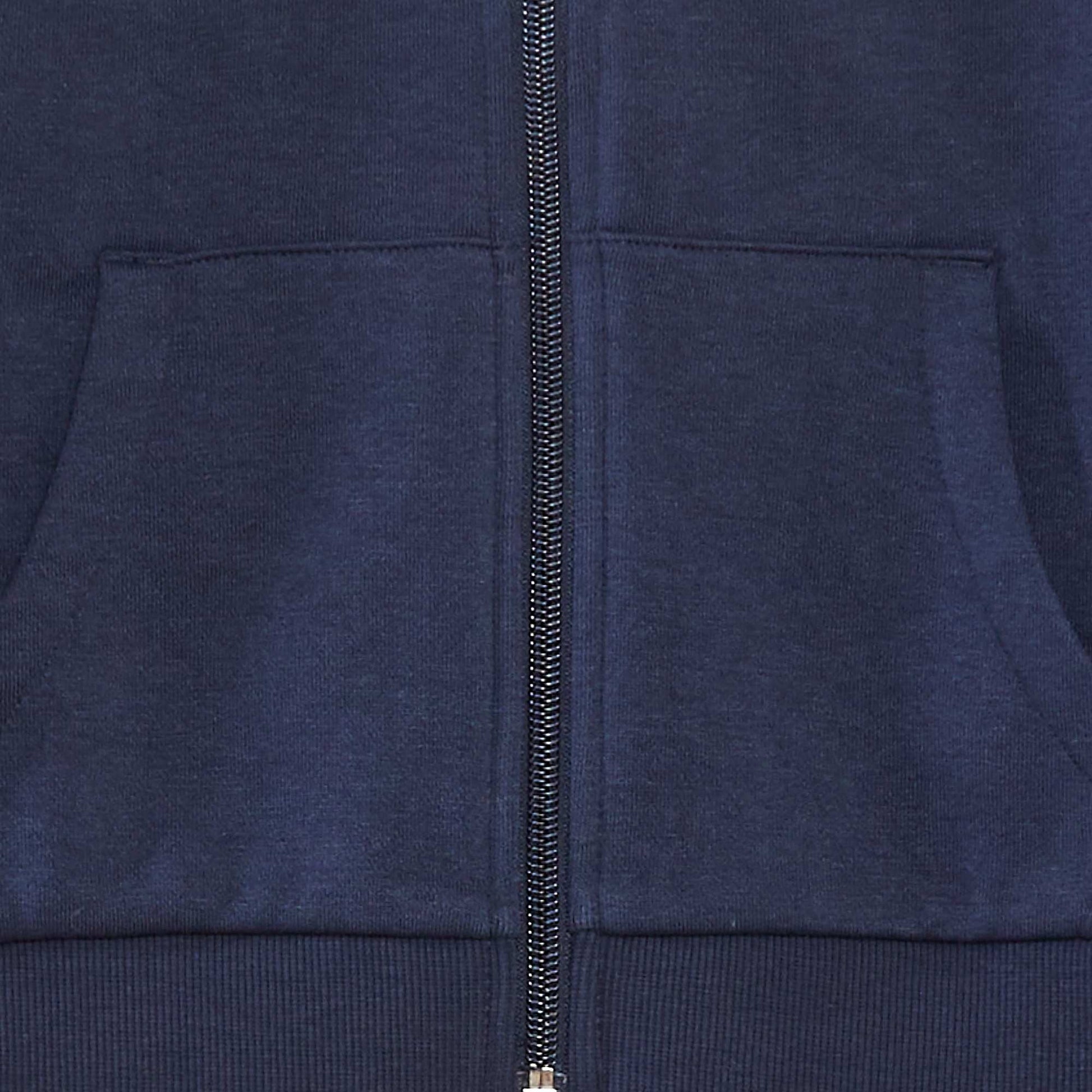 Plain zipped hooded sweatshirt BLUE