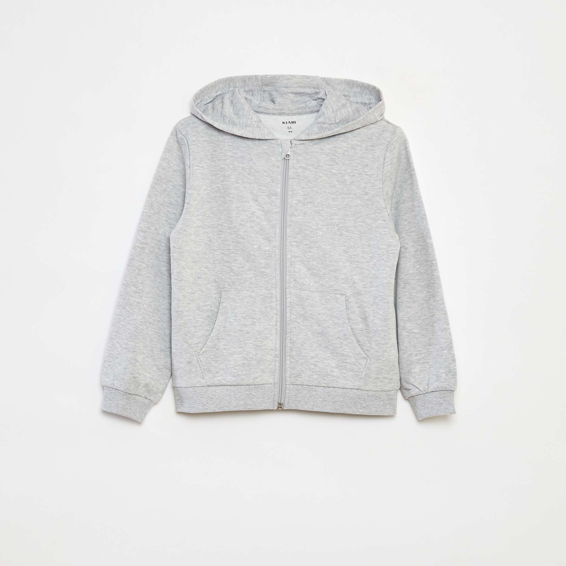 Plain zipped hooded sweatshirt GREY