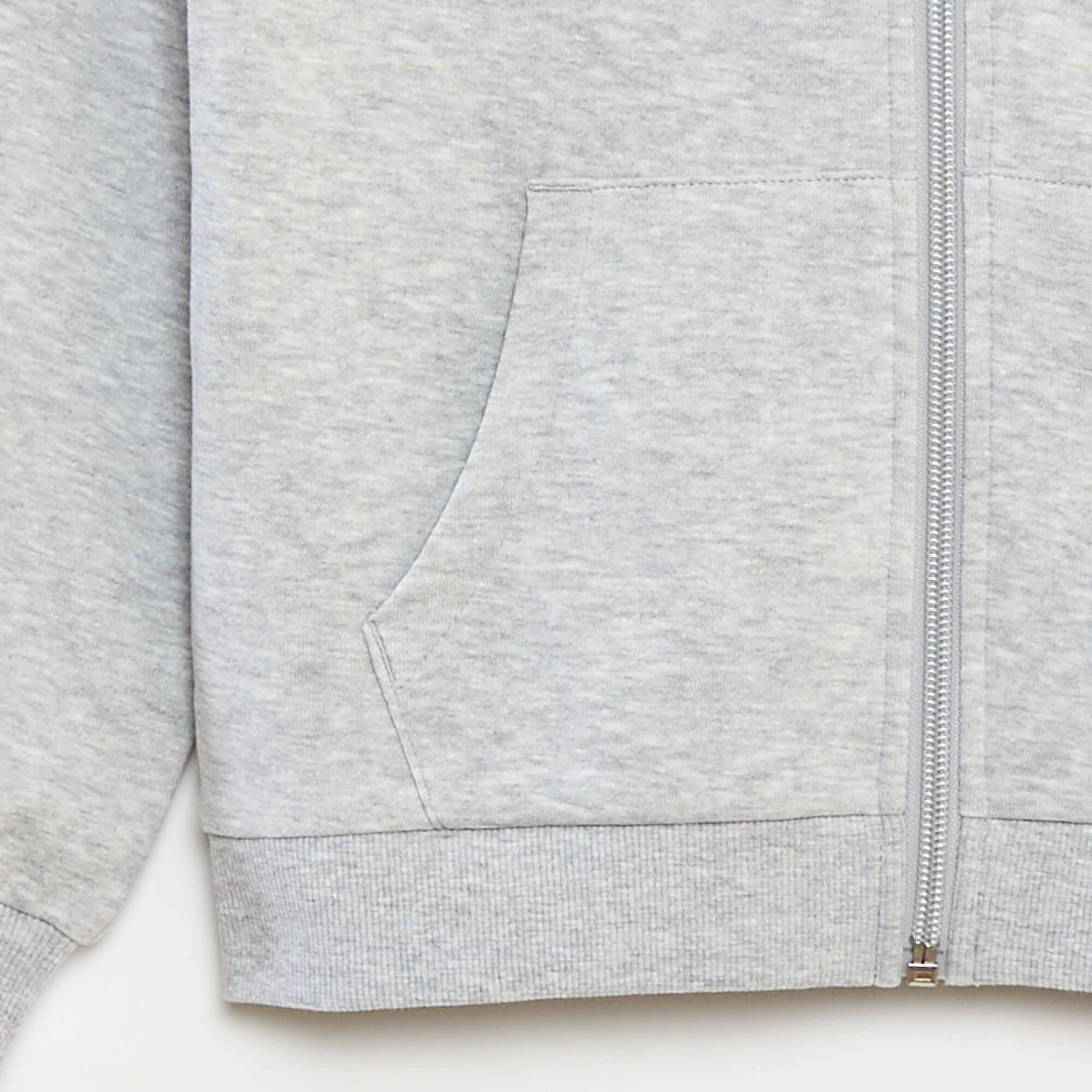 Plain zipped hooded sweatshirt GREY