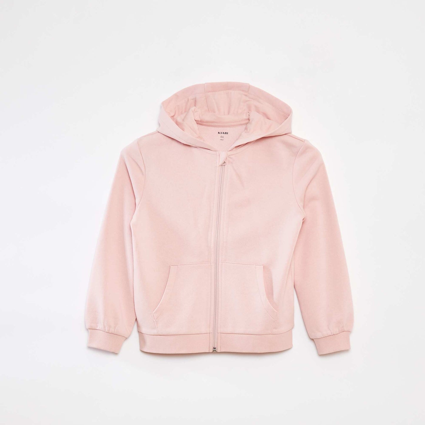 Plain zipped hooded sweatshirt PINK