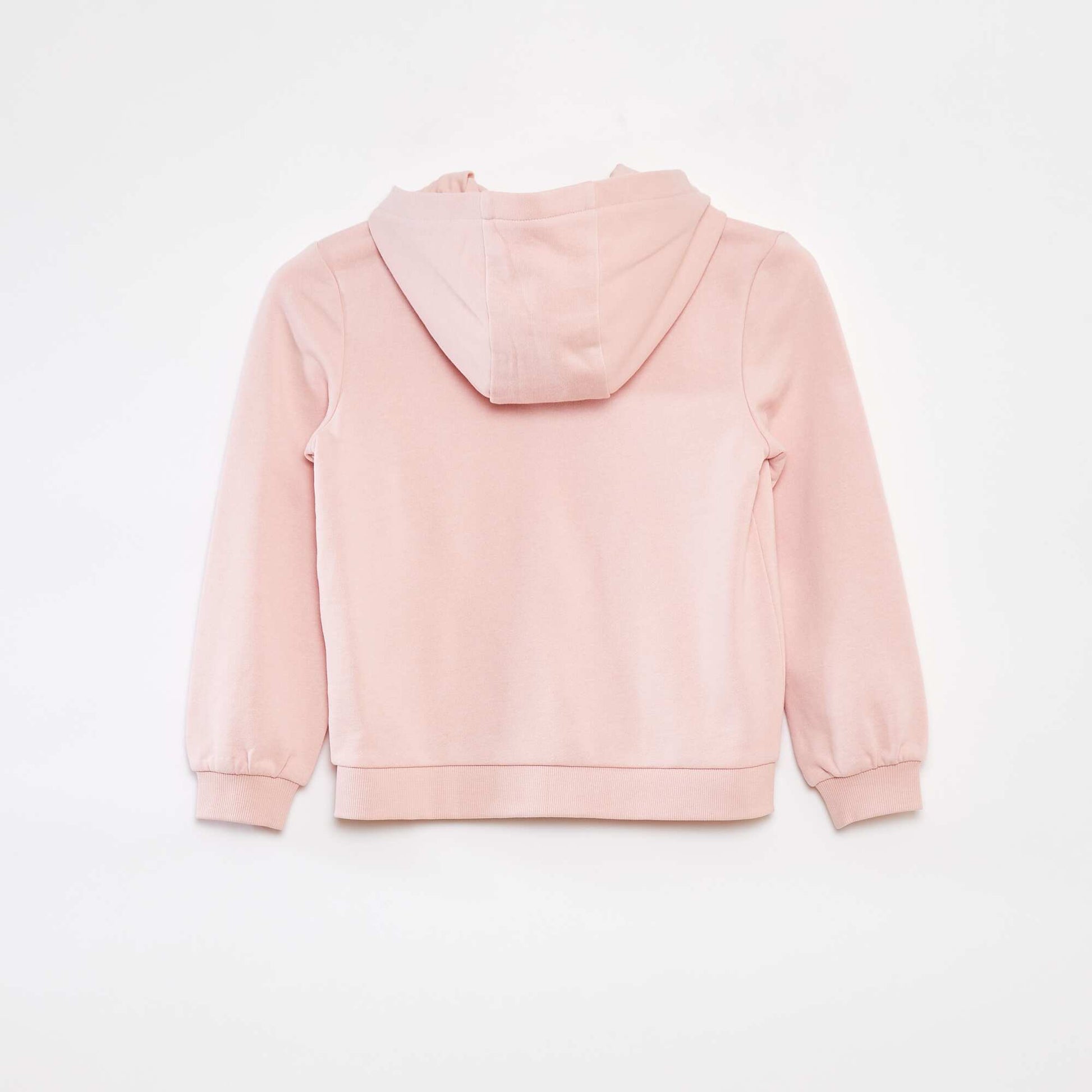 Plain zipped hooded sweatshirt PINK