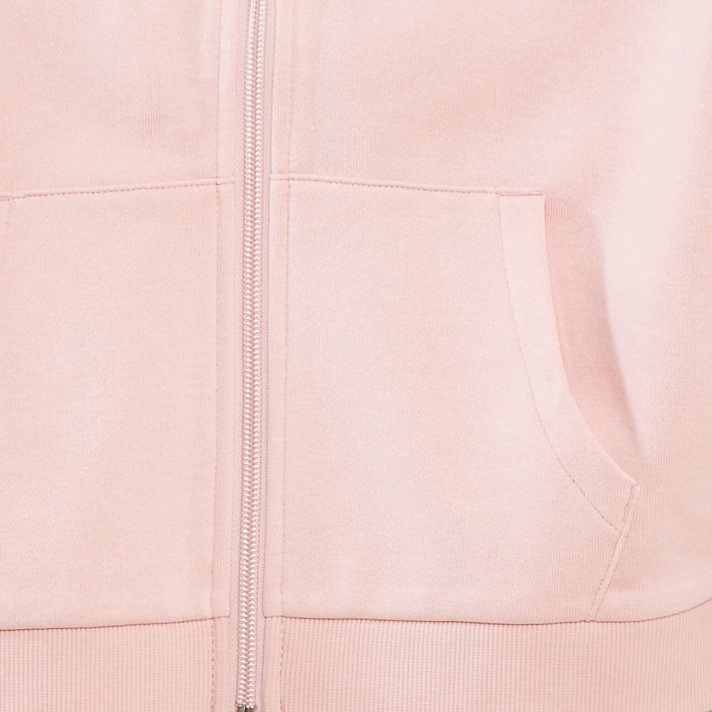 Plain zipped hooded sweatshirt PINK
