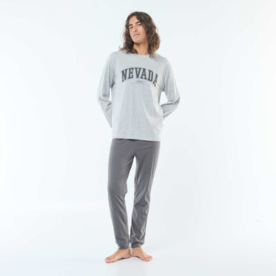 Long jersey T-shirt and trousers pyjama set - 2-piece set GREY