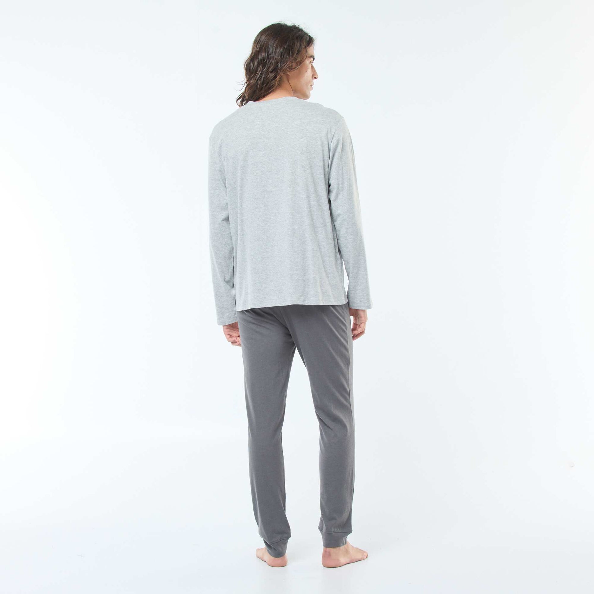 Long jersey T-shirt and trousers pyjama set - 2-piece set GREY