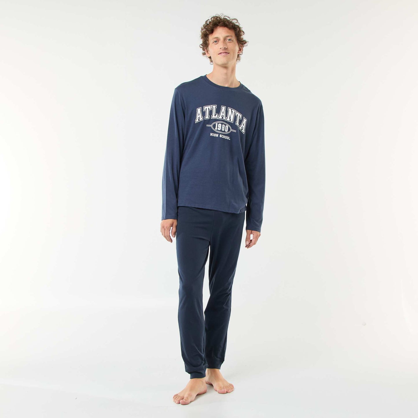 Long jersey T-shirt and trousers pyjama set - 2-piece set BLUE