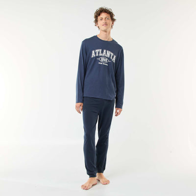 Long jersey T-shirt and trousers pyjama set - 2-piece set BLUE