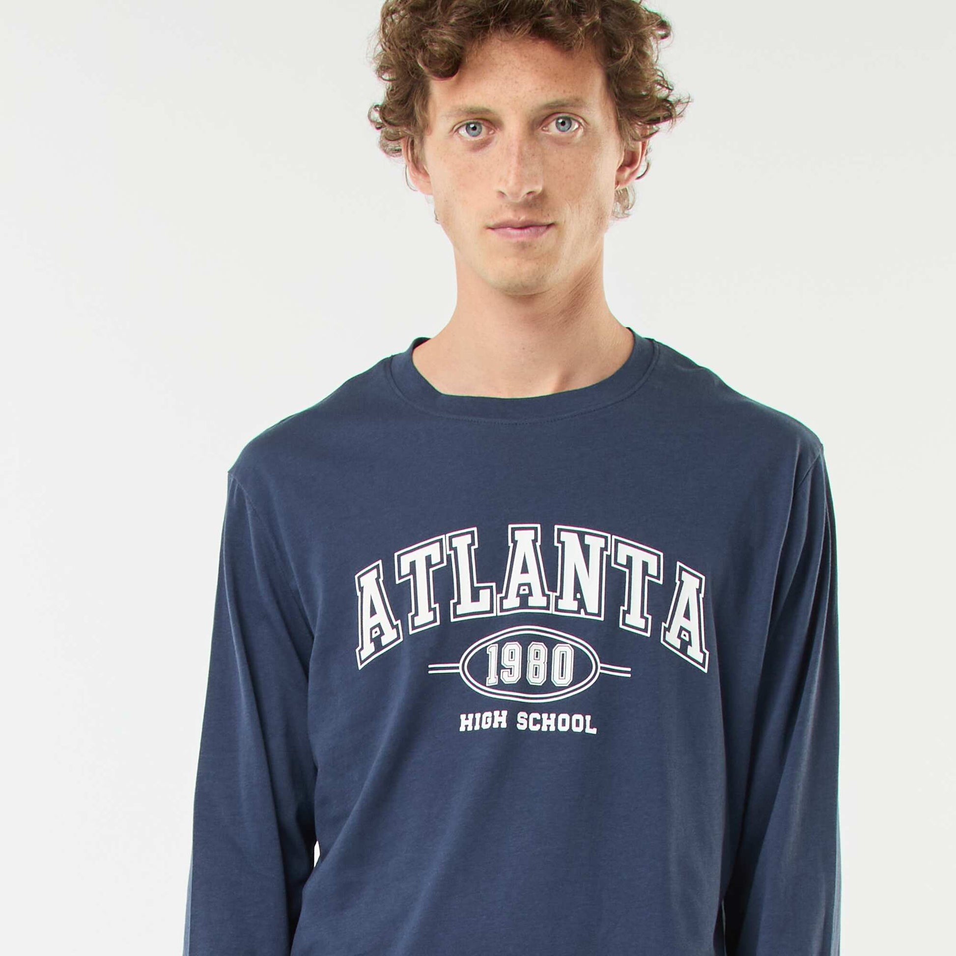 Long jersey T-shirt and trousers pyjama set - 2-piece set BLUE