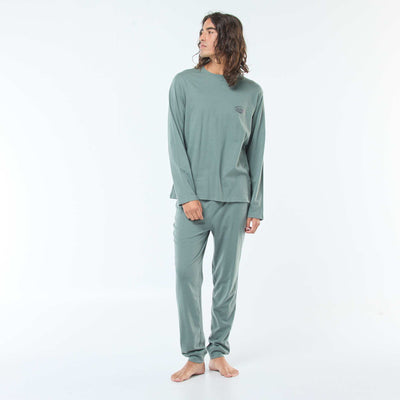Long jersey T-shirt and trousers pyjama set - 2-piece set GREEN