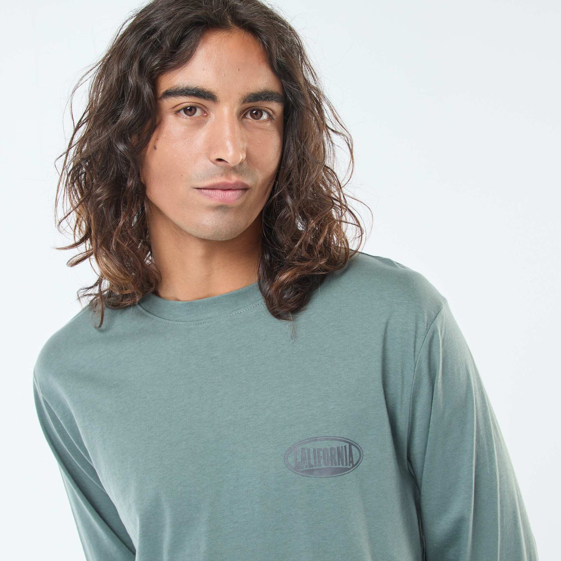 Long jersey T-shirt and trousers pyjama set - 2-piece set GREEN