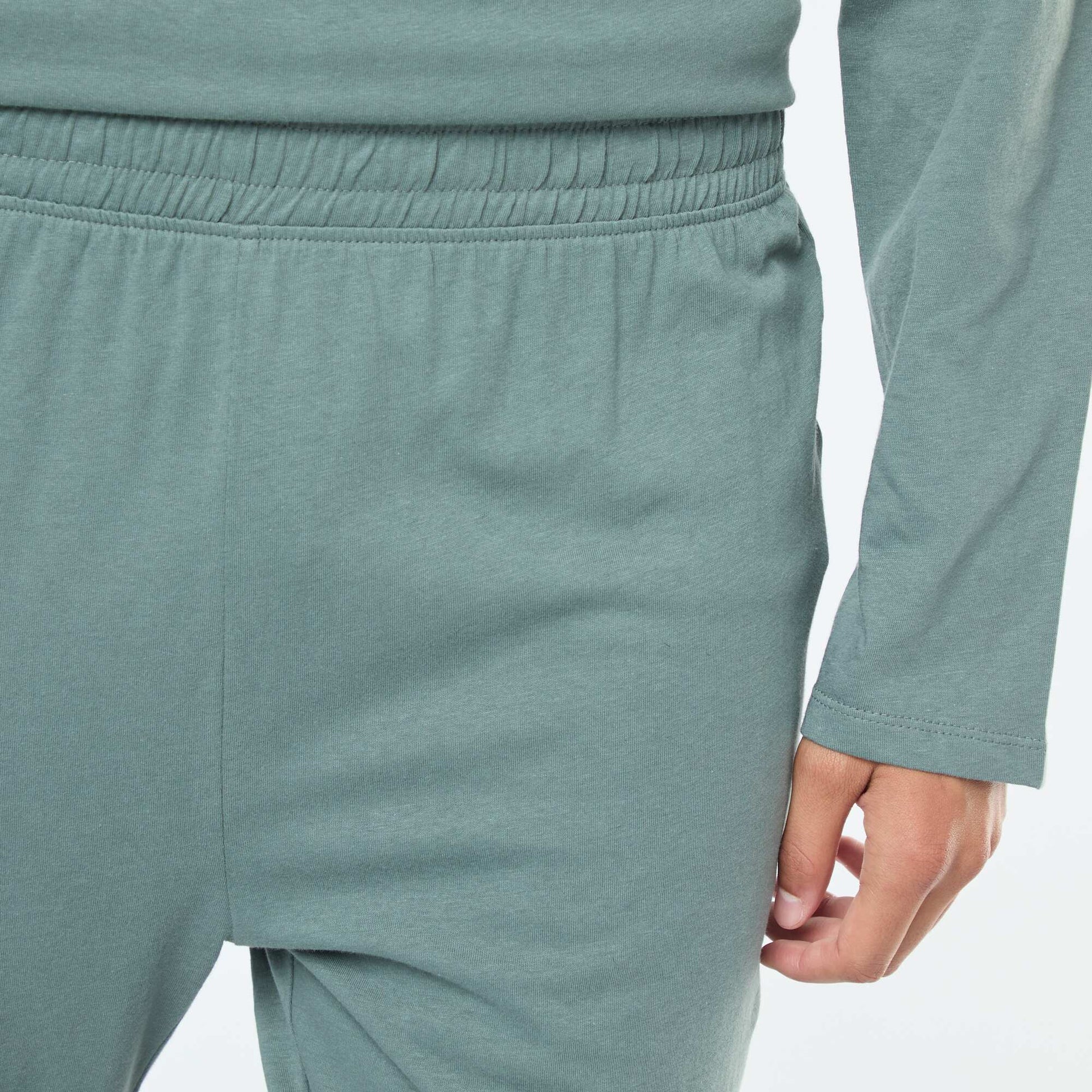 Long jersey T-shirt and trousers pyjama set - 2-piece set GREEN