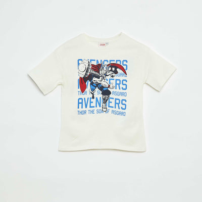 Marvel print short-sleeved T-shirt WHITE