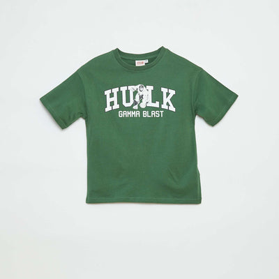 Marvel print short-sleeved T-shirt GREEN