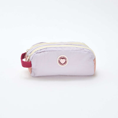 Color Block Double Compartment Pencil Case PURPLE