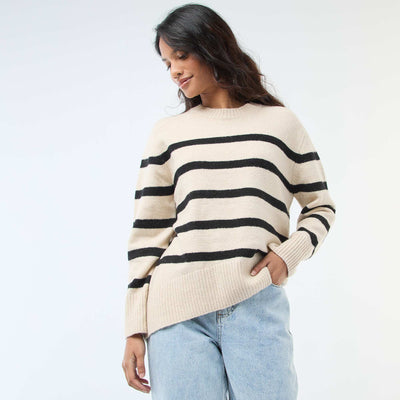 Chunky knit crew neck sweater BEIGE