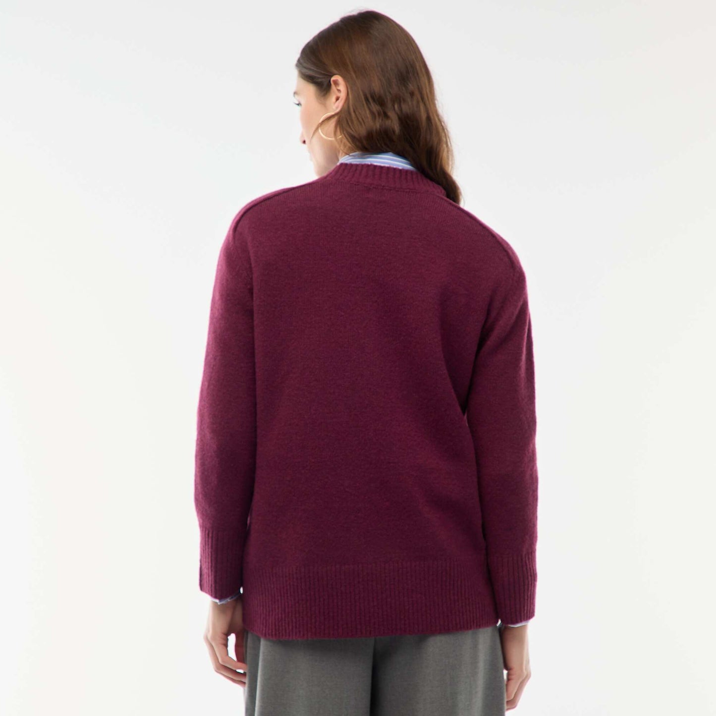 Chunky Knit Crew Neck Sweater RED