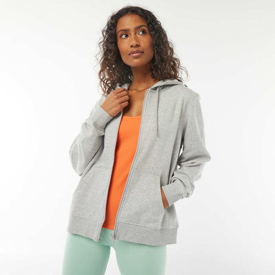 Basic Hooded Zip-Up Sweatshirt GREY