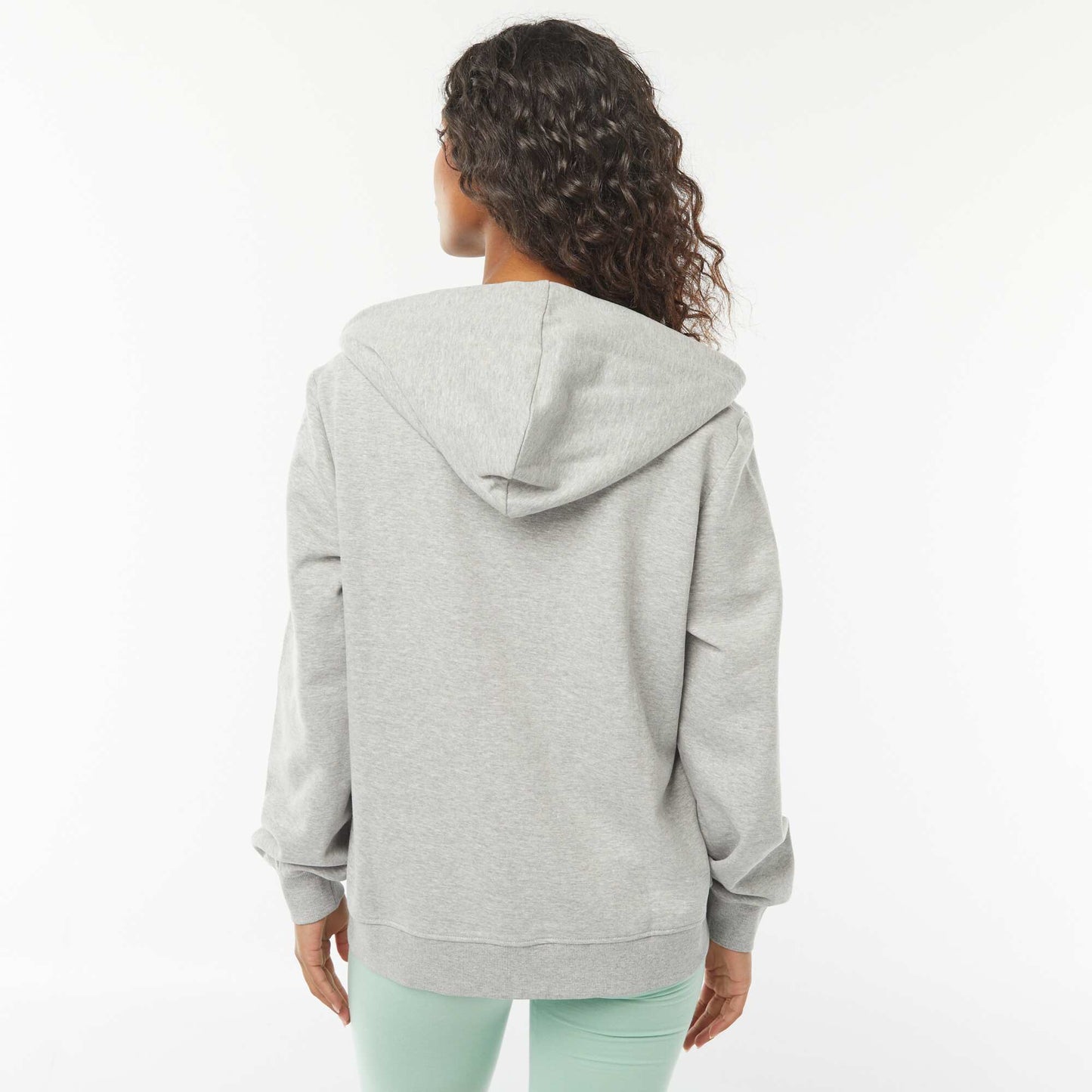 Basic Hooded Zip-Up Sweatshirt GREY