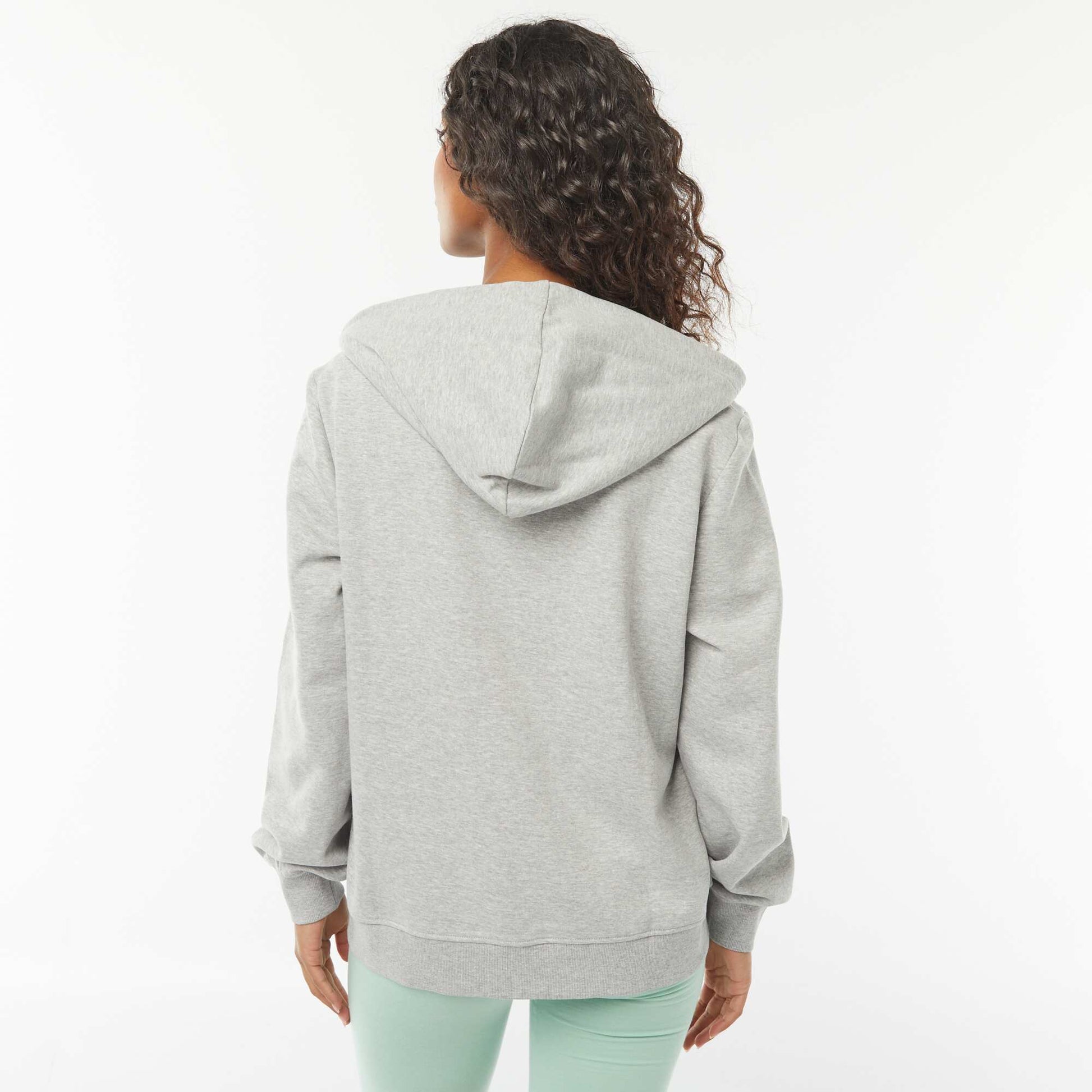 Basic Hooded Zip-Up Sweatshirt GREY