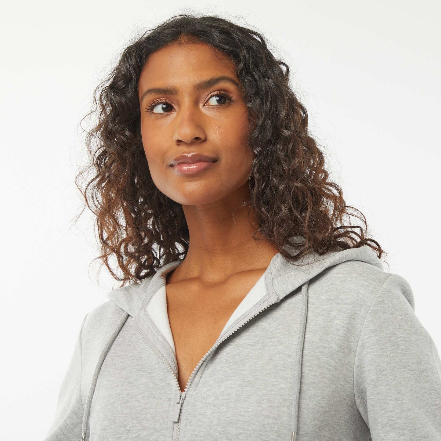 Basic Hooded Zip-Up Sweatshirt GREY