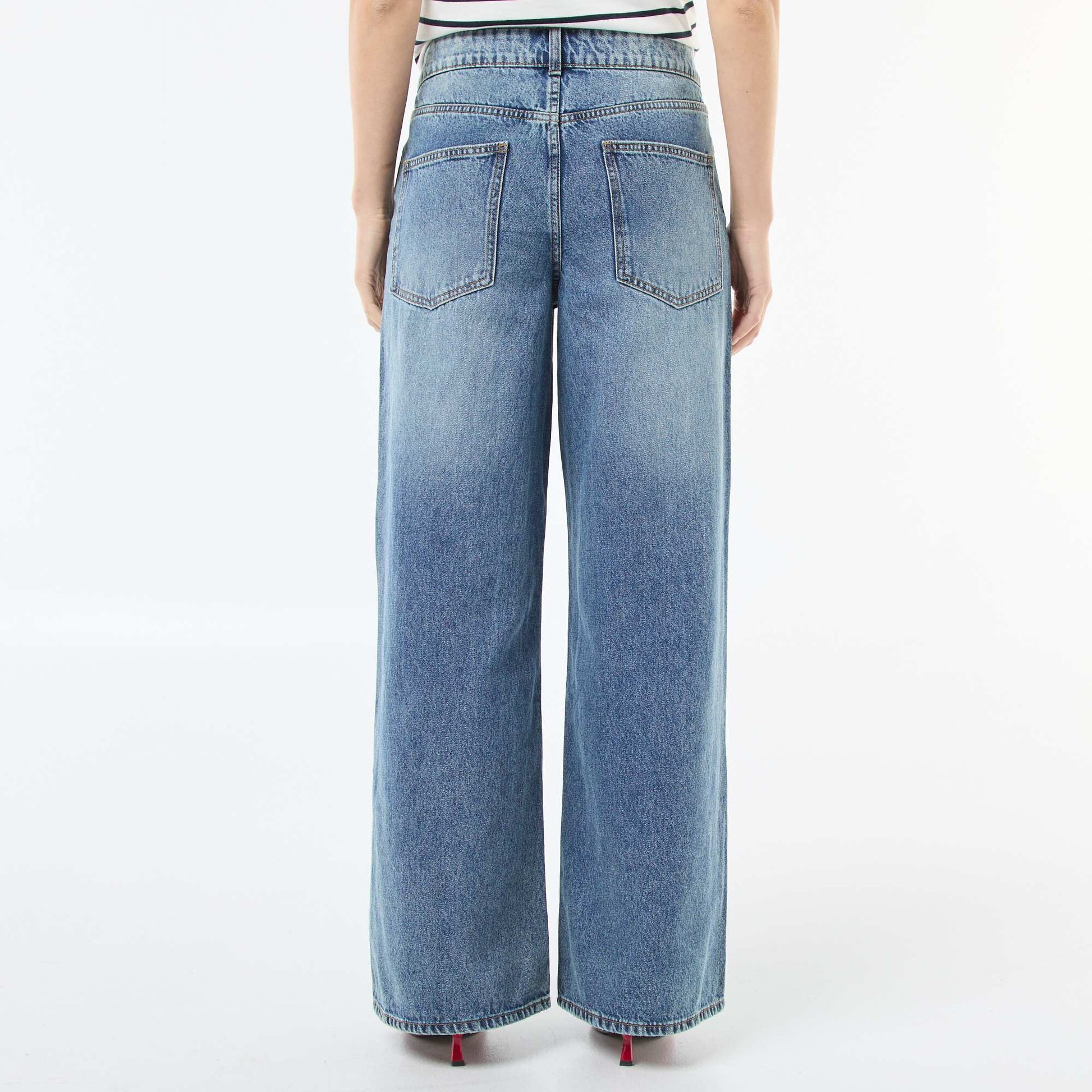 Wide Leg Jeans with Double Button Fastening BLUE