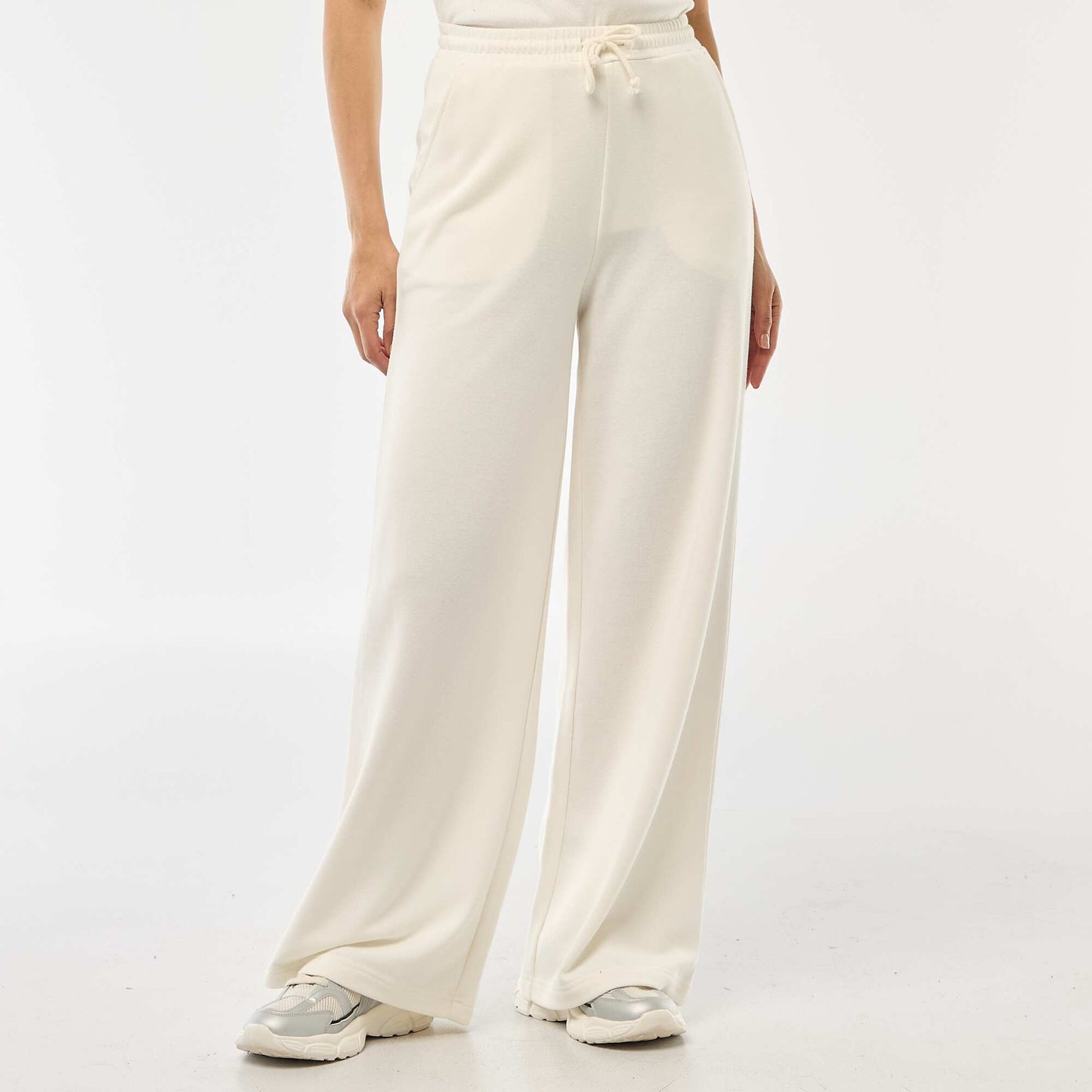 Solid Color Cotton Joggers WHITE