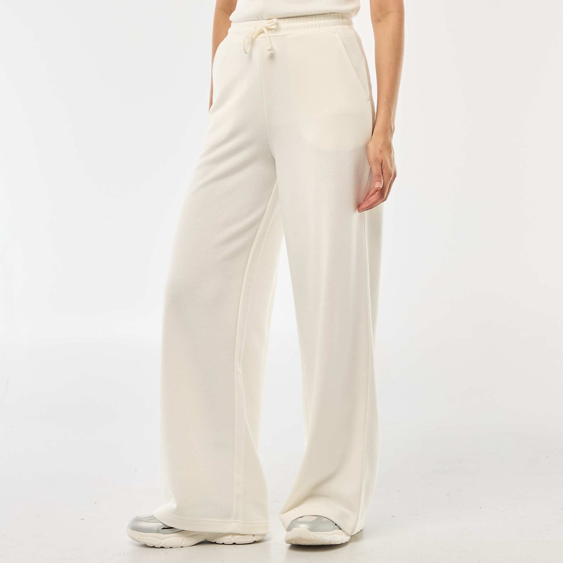 Solid Color Cotton Joggers WHITE