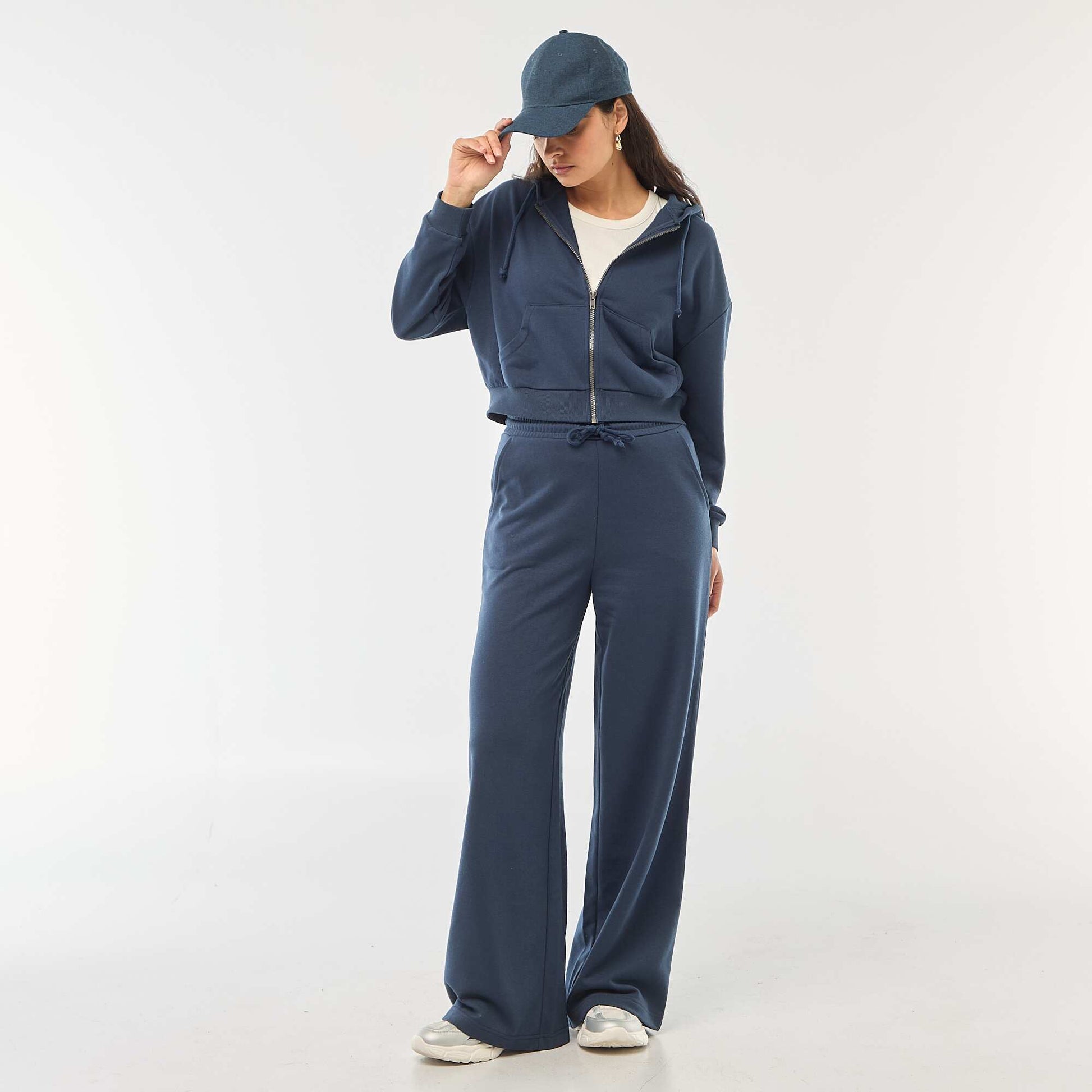 Solid Color Cotton Joggers BLUE