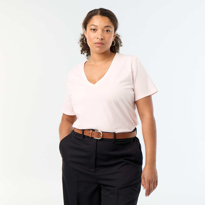 Basic V-neck Short-Sleeve T-shirt PINK