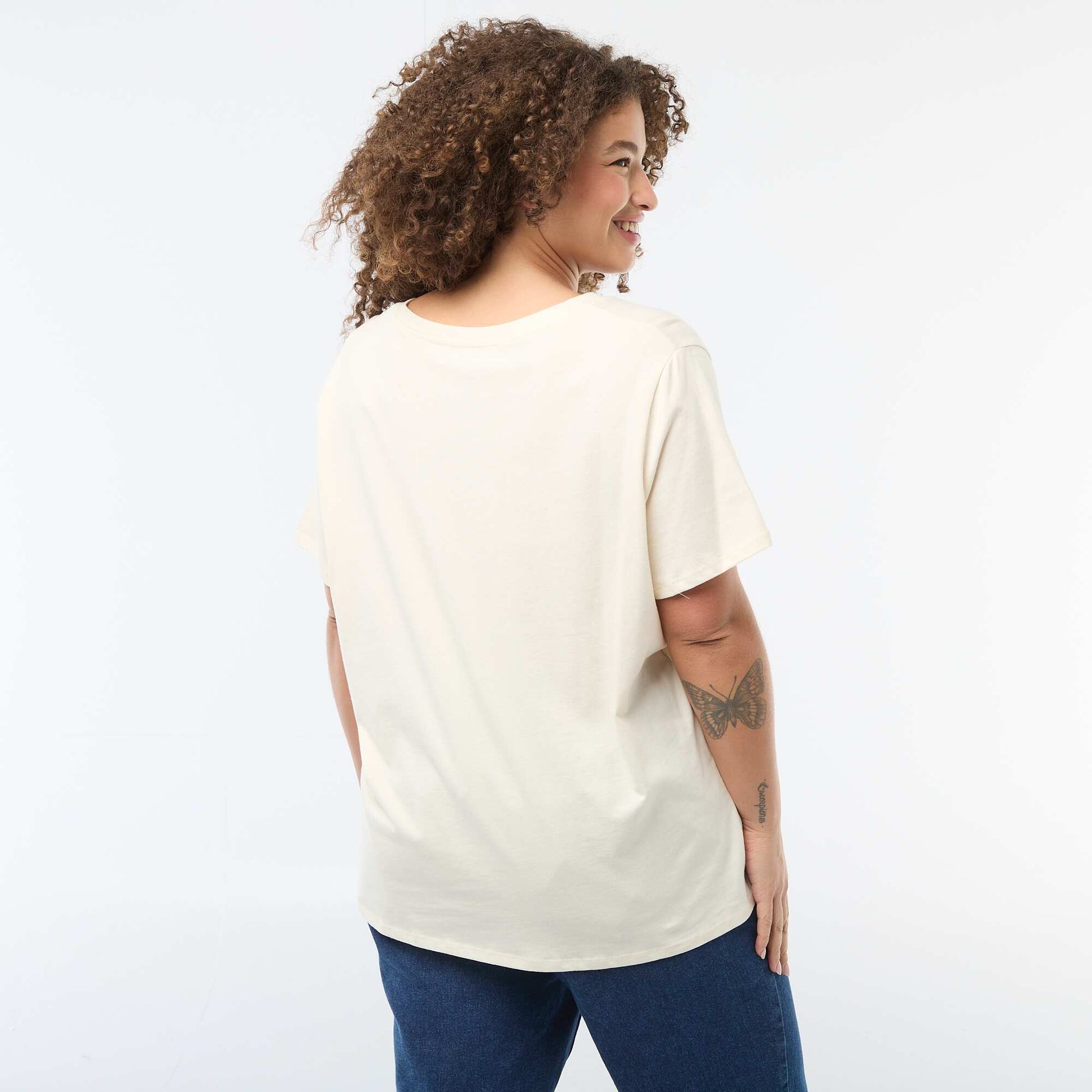 Basic V-neck Short-sleeved T-shirt WHITE