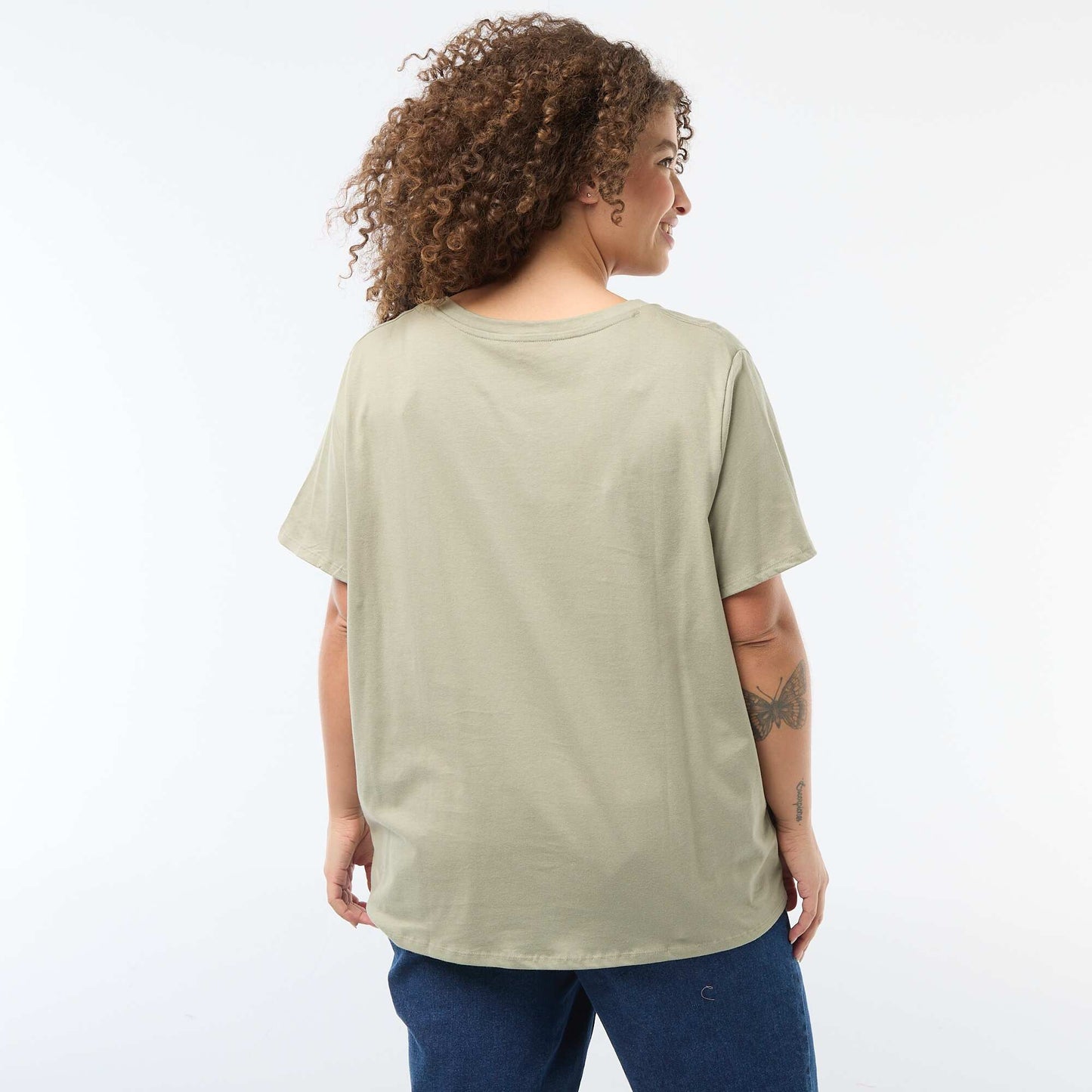 Basic V-neck Short-sleeved T-shirt GREEN