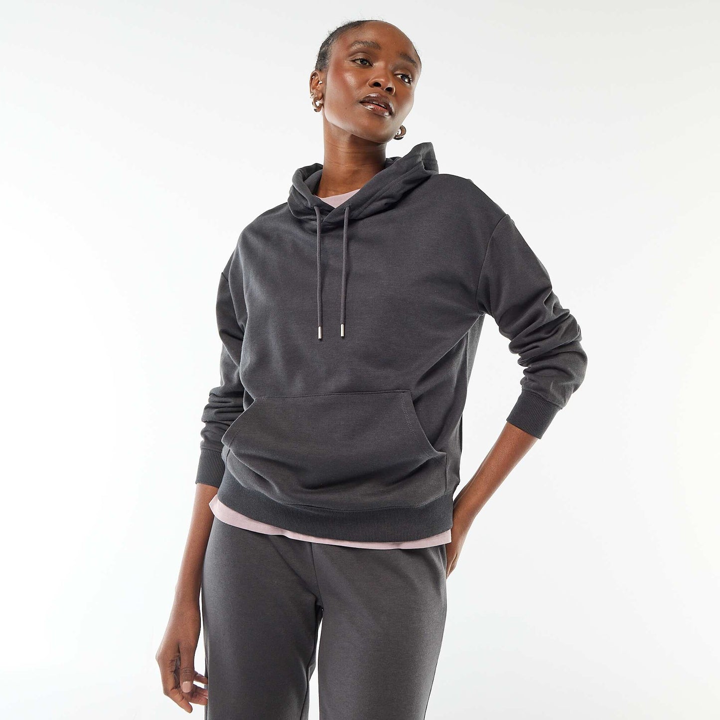 Plain Cotton Hoodie BLACK