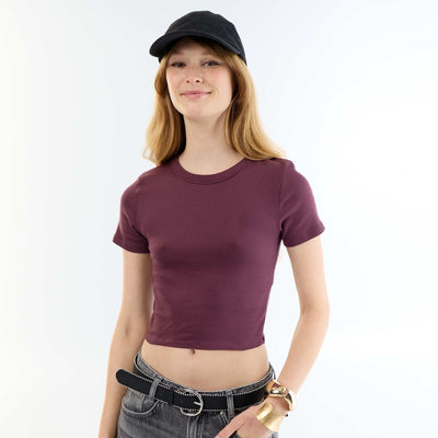 Basic Crop Top T-Shirt PURPLE