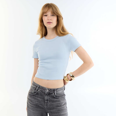 Basic Crop Top T-Shirt BLUE