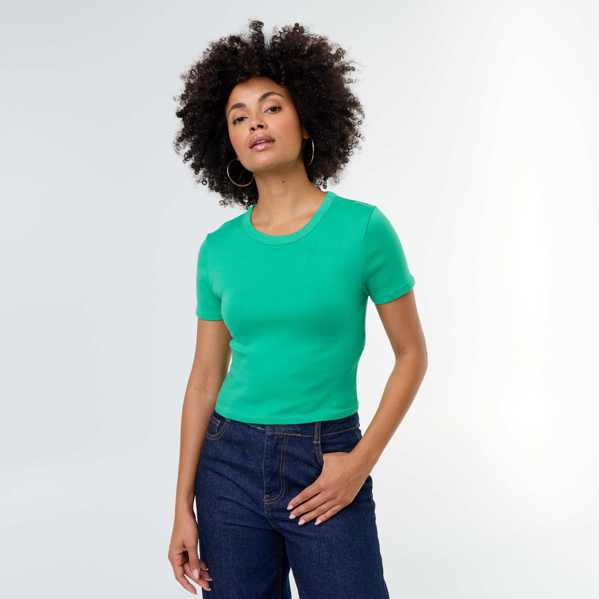 Basic Crop Top T-shirt GREEN