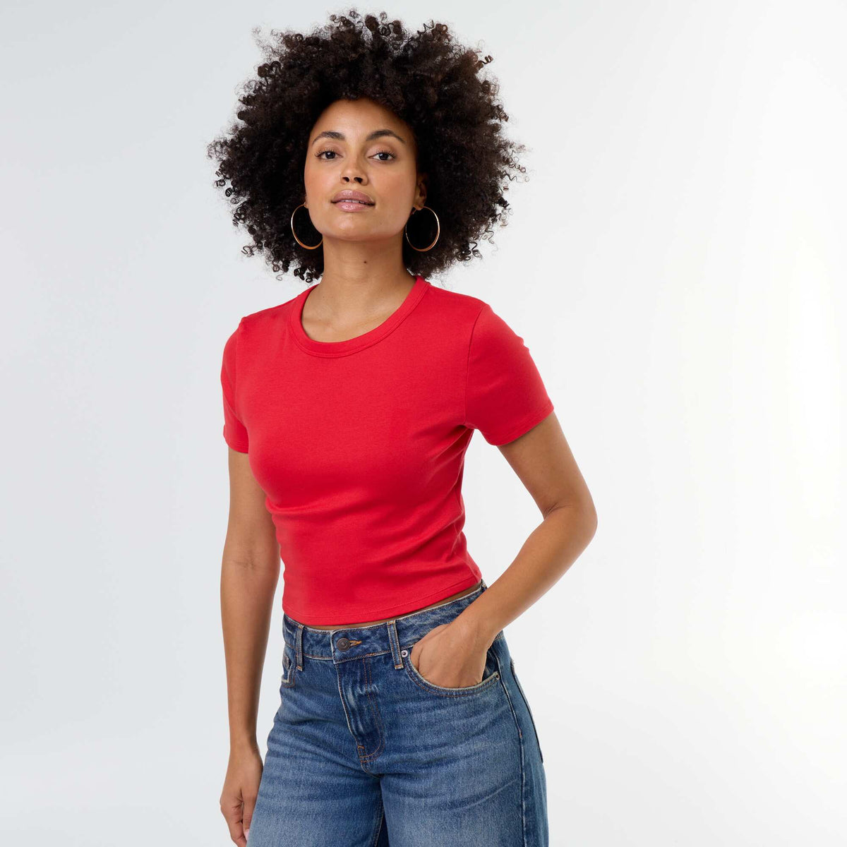 Basic Crop Top T-shirt RED