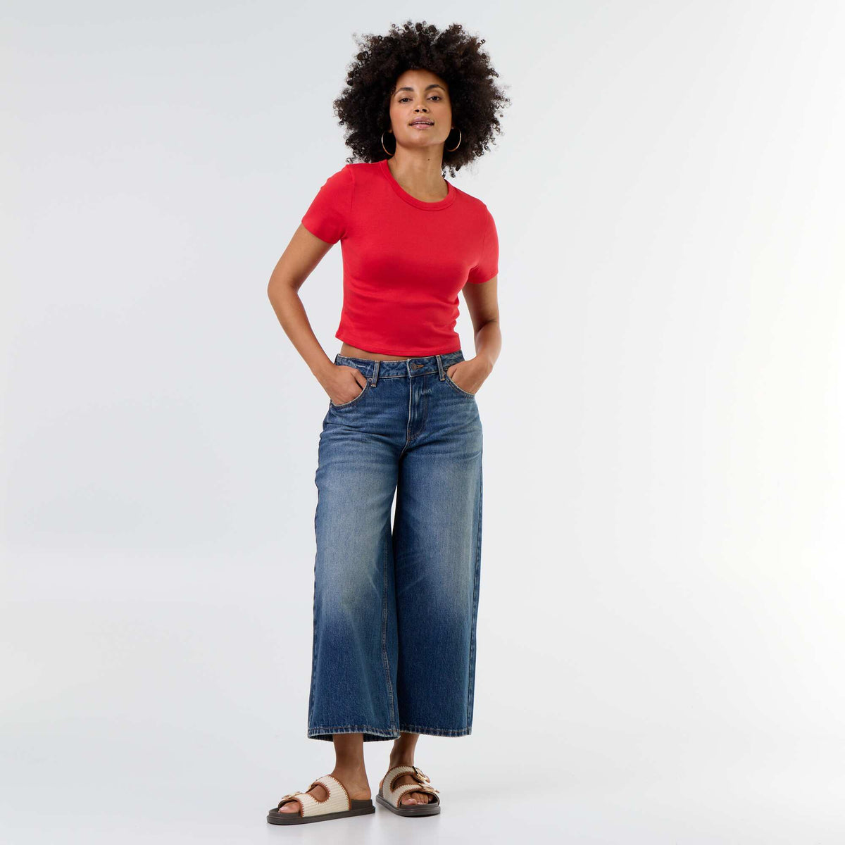 Basic Crop Top T-shirt RED