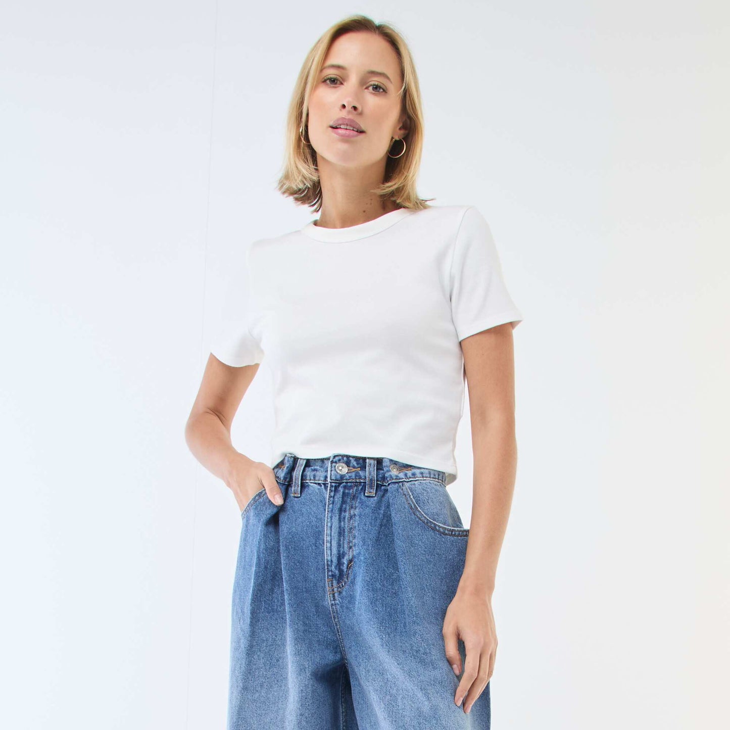 Basic Crop Top T-Shirt WHITE