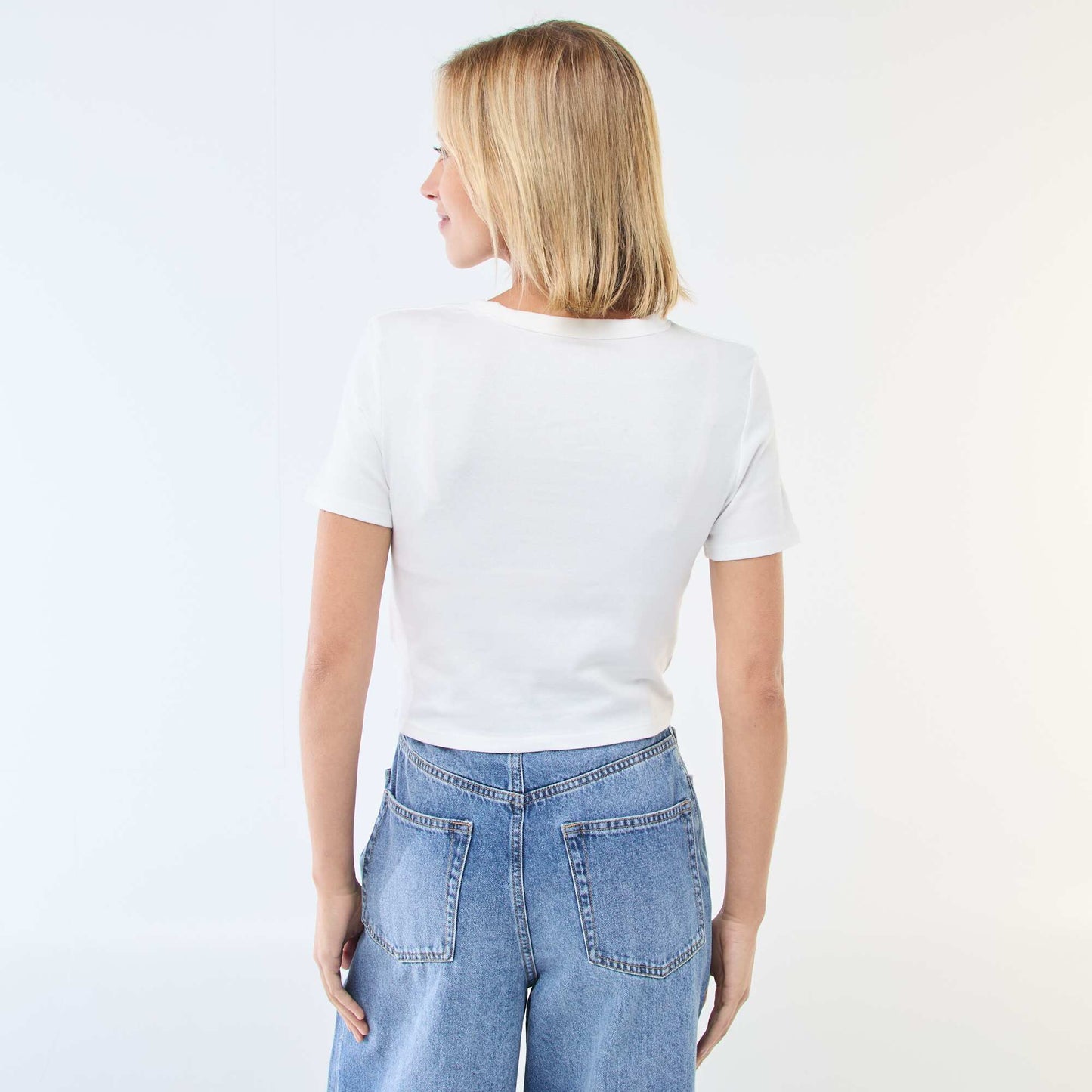Basic Crop Top T-Shirt WHITE