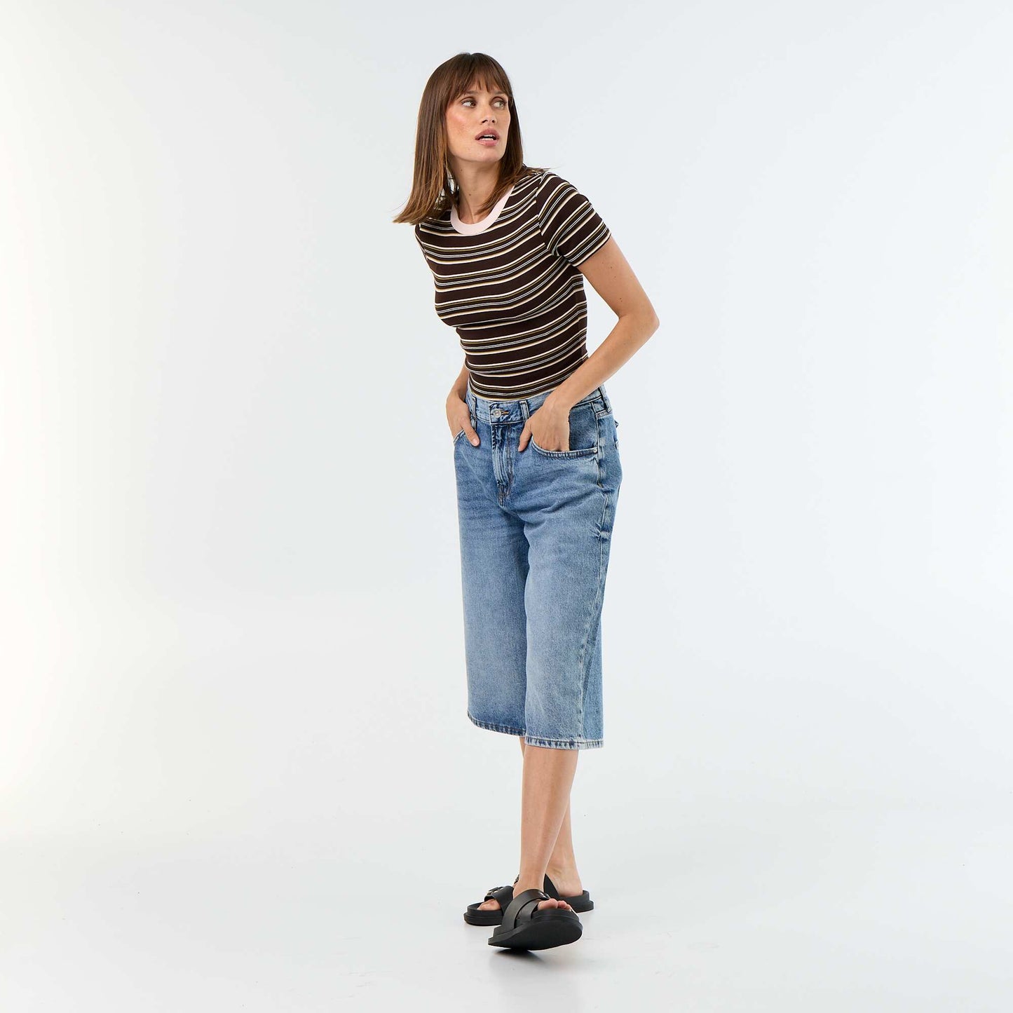 Printed Pattern Short-Sleeved T-Shirt BROWN