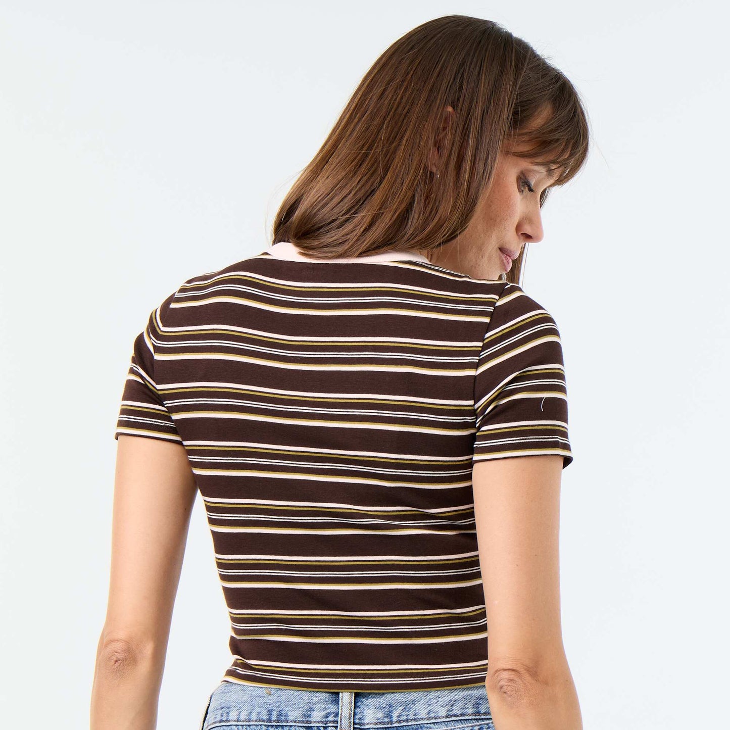 Printed Pattern Short-Sleeved T-Shirt BROWN