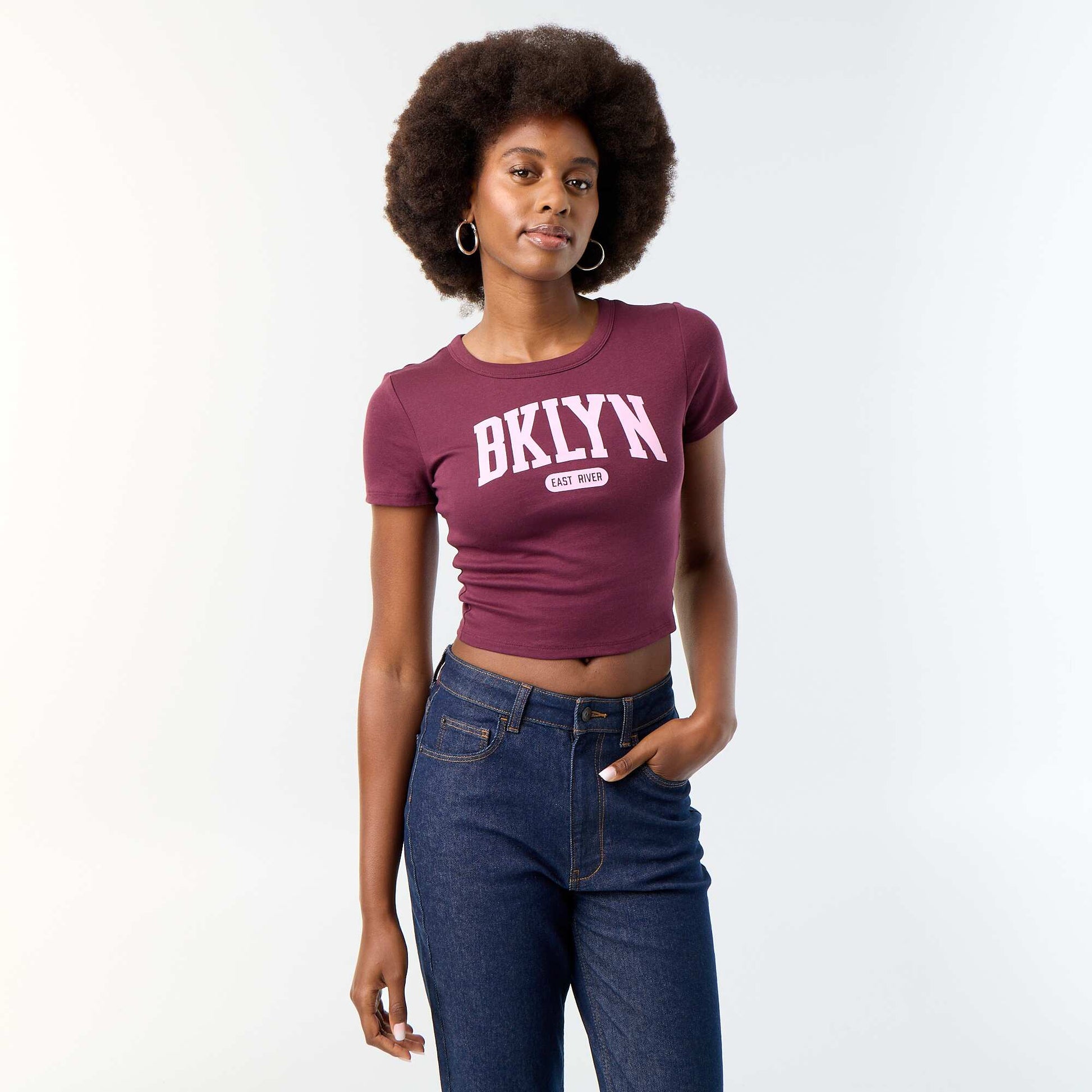 Printed Pattern Short-Sleeved T-Shirt PURPLE