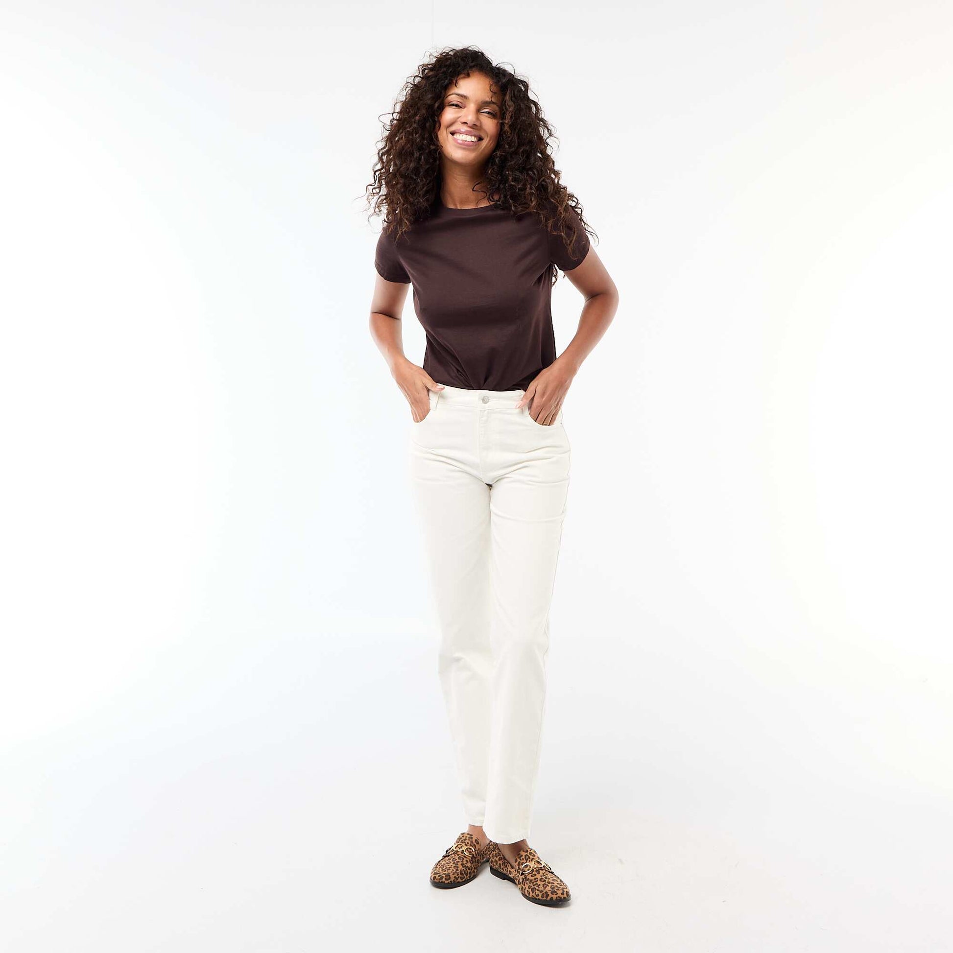 Short-sleeved jersey t-shirt BROWN