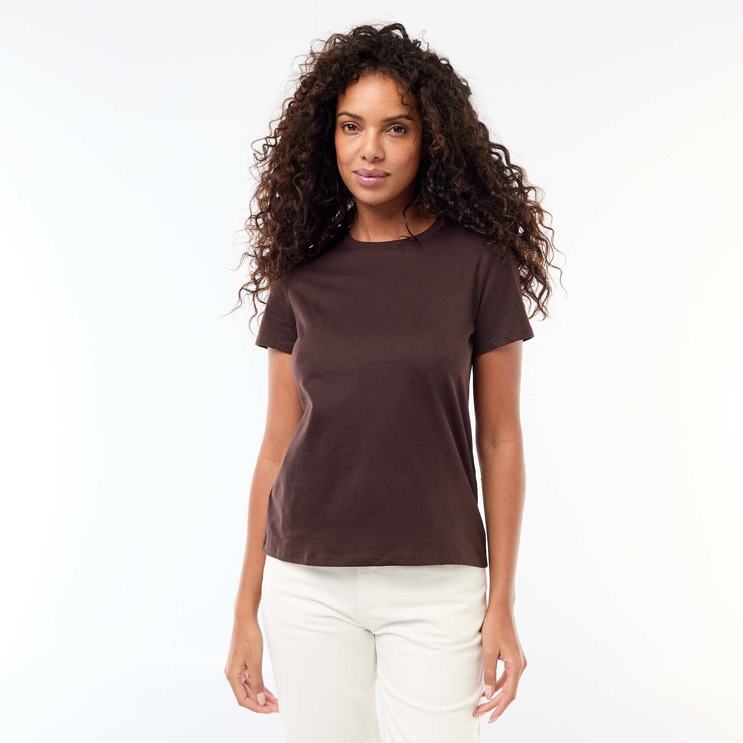 Short-sleeved jersey t-shirt BROWN