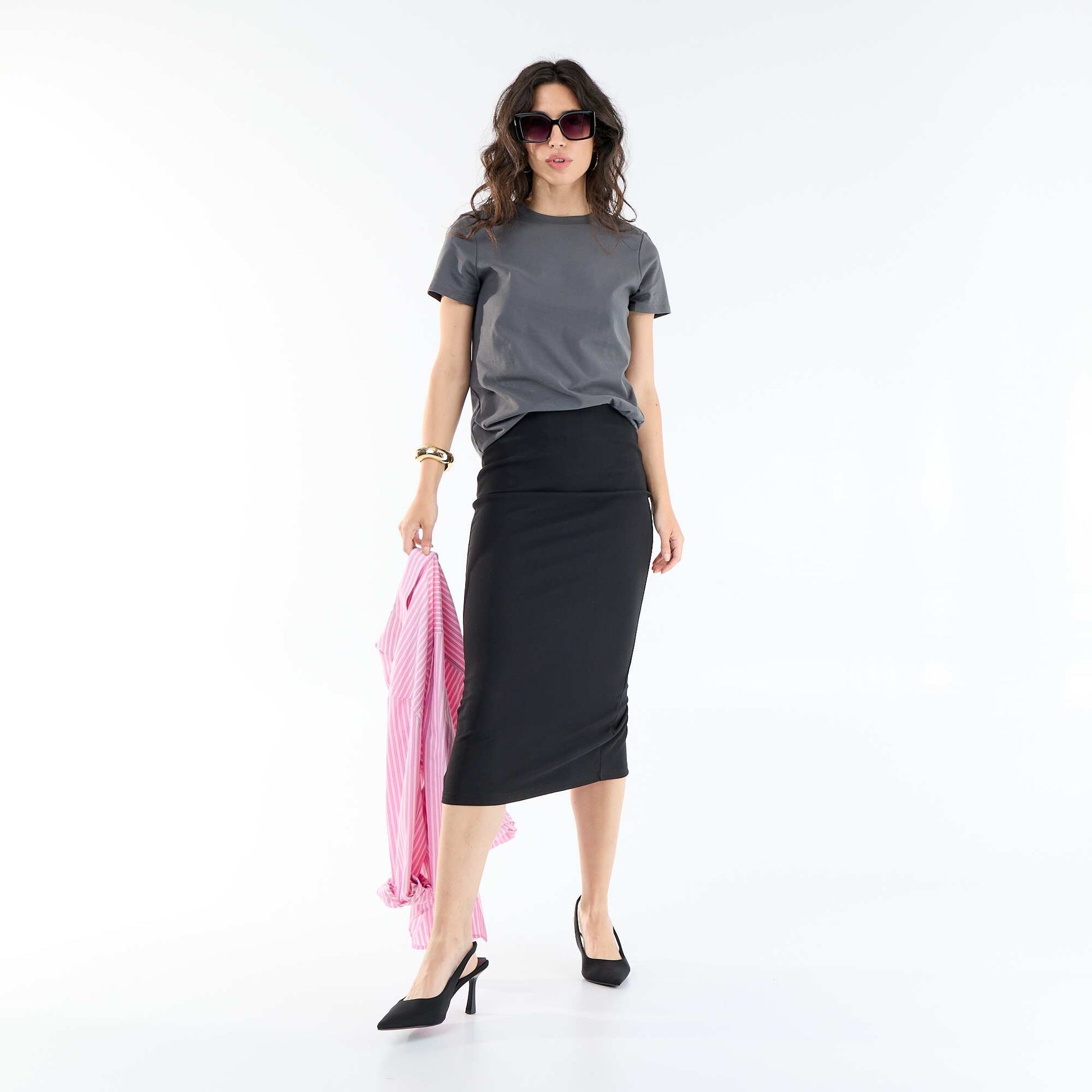 Short-sleeved jersey t-shirt GREY