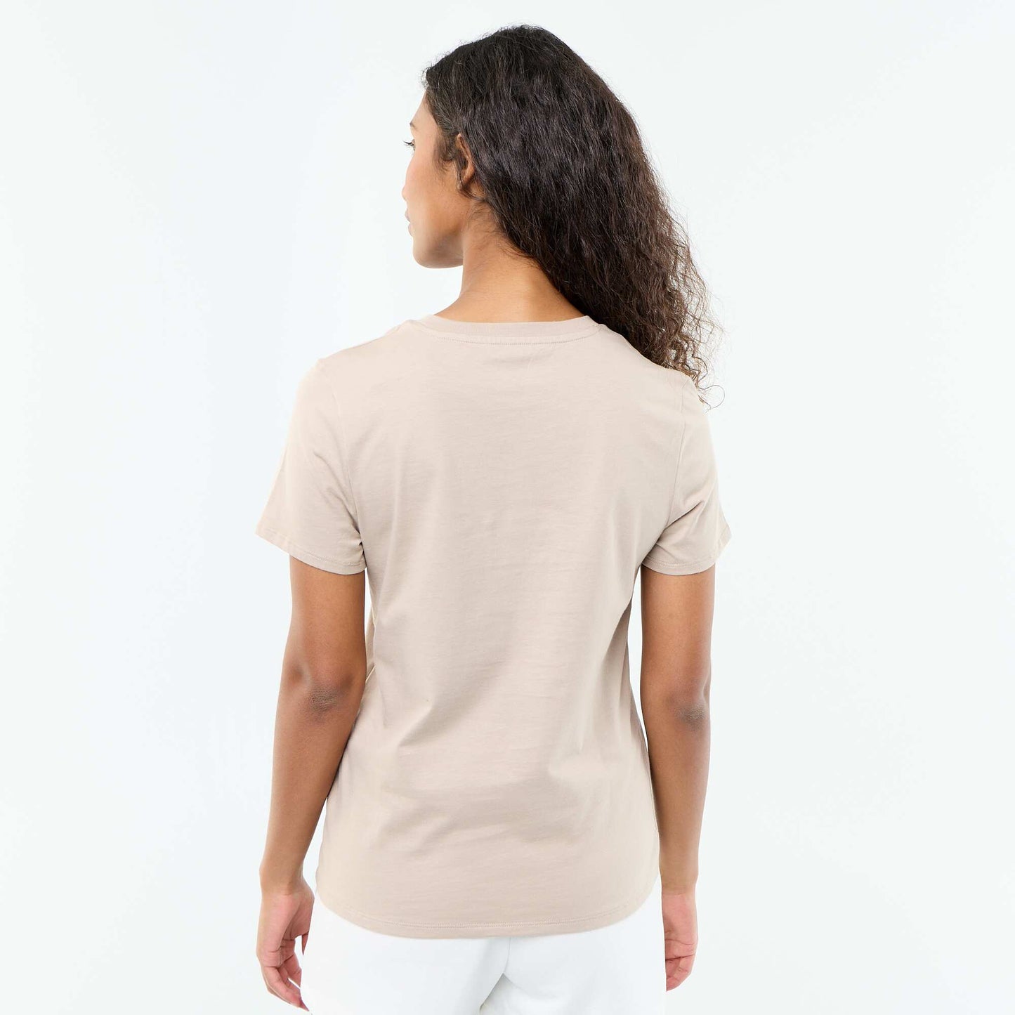 Short-sleeved jersey t-shirt BEIGE