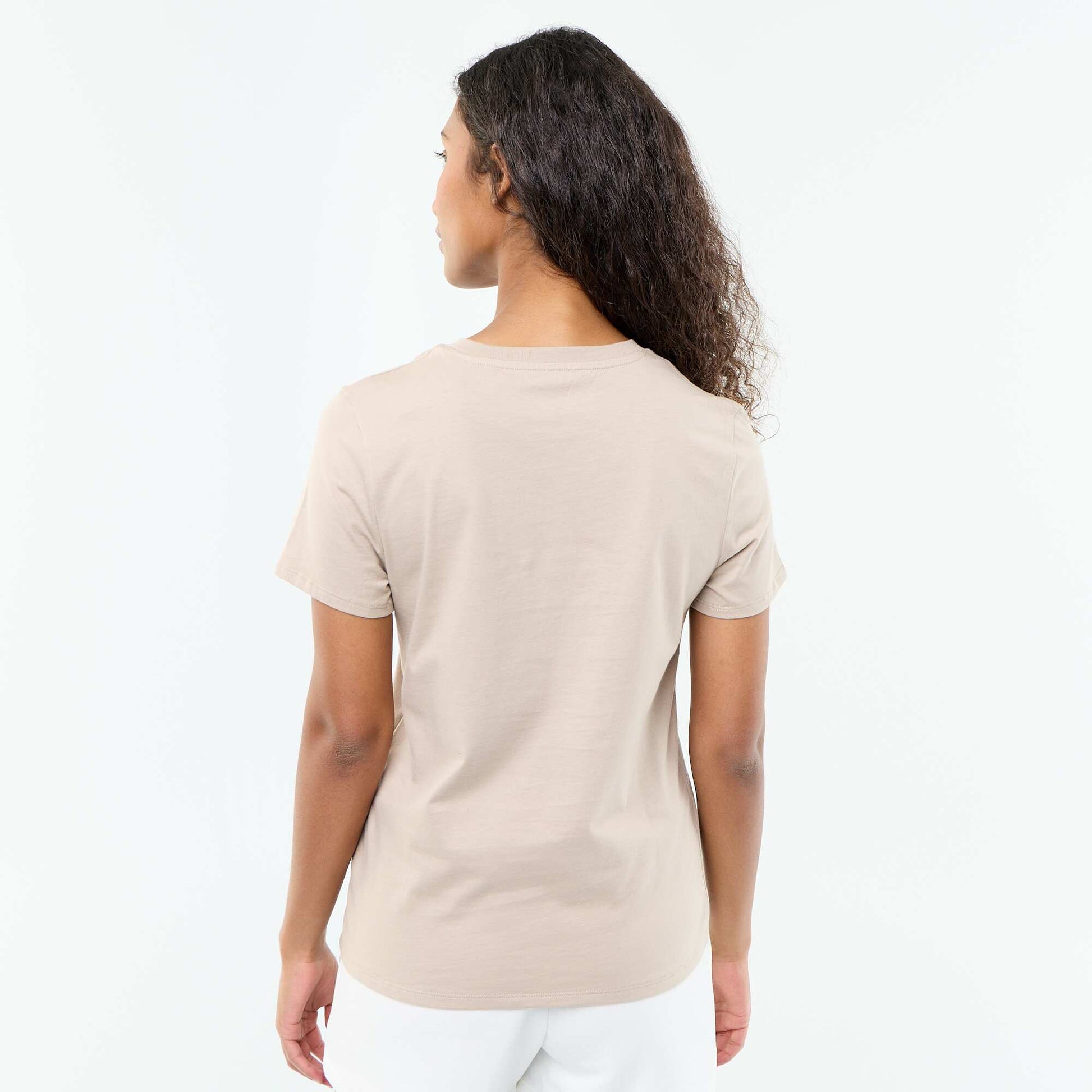 Short-sleeved jersey t-shirt BEIGE