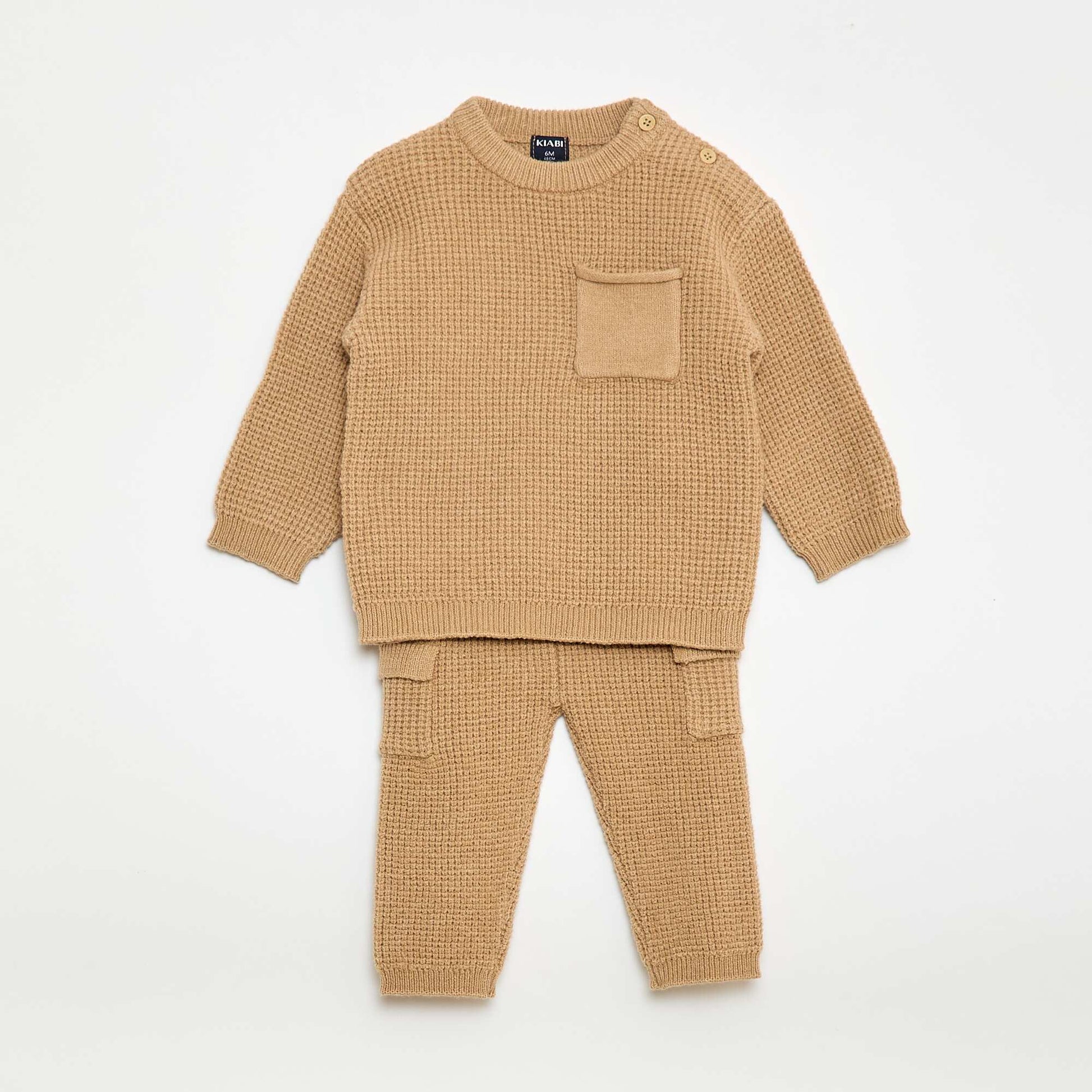 Knit Sweater + Pants Set - 2 Pieces BEIGE