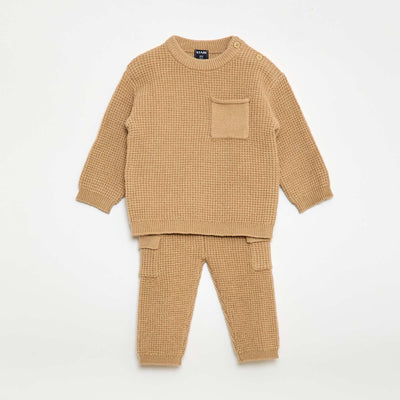 Knit Sweater + Pants Set - 2 Pieces BEIGE