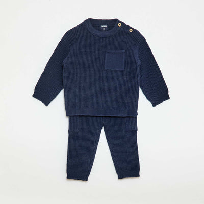 Knit Sweater + Pants Set - 2 Pieces BLUE